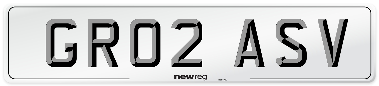 GR02 ASV Number Plate from New Reg